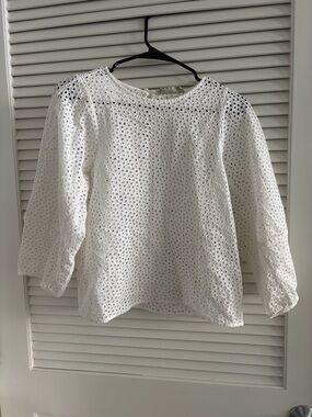 Everlane White Eyelet Top
